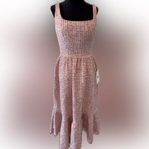 🦄 NWT Mac Duggal Sz 2 Pink Boucle Midi Dress SAMPLE